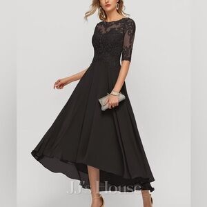 NWT A-line Asymmetrical Chiffon Lace Mother of Bride Dress Sequins Beading